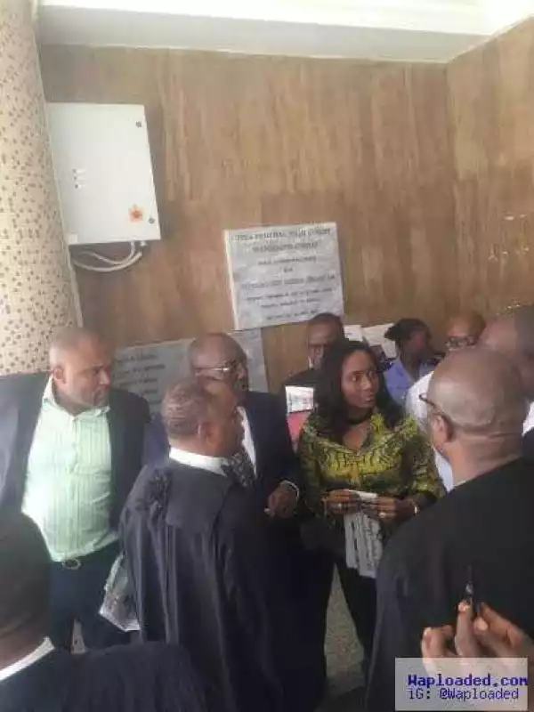 Olisa Metuh and his wife in court yesterday (photo